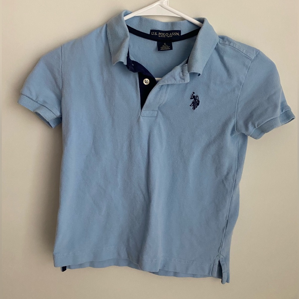 U.S. Polo Assn. Boys Light Blue Polo with Navy Logo